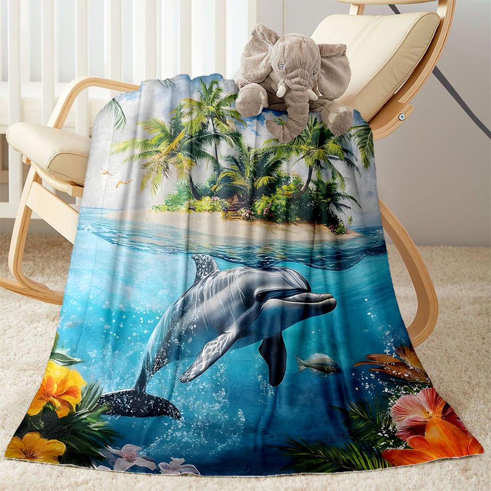 Ocean Animal Flannel Blanket - Soft and Comfortable, Suitable for Sofas, Beds, Offices, Travel, All Seasons, and A Great Gift for The Holidays.