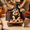 Reusable Halloween Party Supplies Cute Ghost Ornament, Cartoon Festive Wooden Statue, Natural Wood Hanging Ornaments Creative Ornament for Home