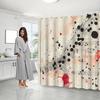 1Pc Abstract Art Shower Curtain Digital Musical Theme Light Creamy Background Splashes Of Red & Black Ink 12 Hooks 70*70 Inche
