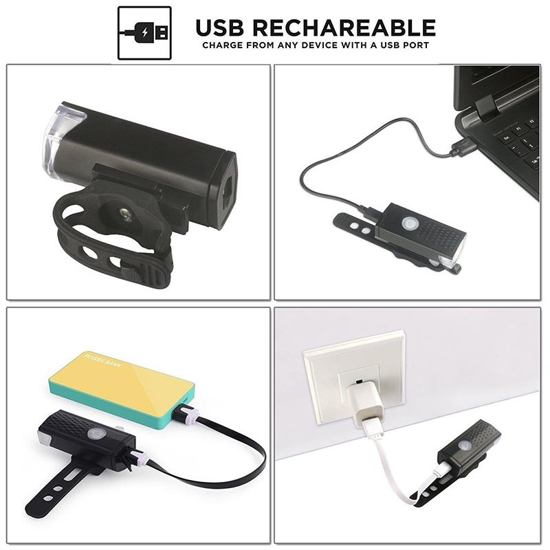 Bike Bicycle Light Usb Led Rechargeable Set Mountain Cycle Front Back Headlight Lamp Flashlight Cycling Safety Warning Light