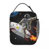 Astronauts Riding Monster Rocket Insulated Lunch Bag for Women Cooler Thermal Food Box Tote Portable Lunch Boxes Container