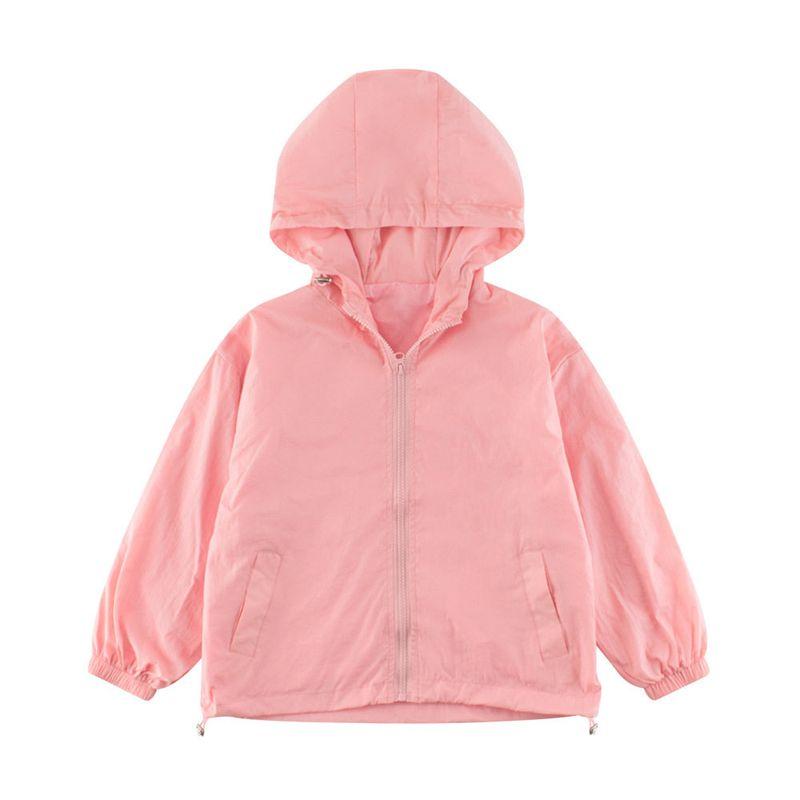 Brand Children's Clothing Windbreaker Spring New Style Kids' Jacket Solid Color Hooded Zipper Jacket for Boys and Girls