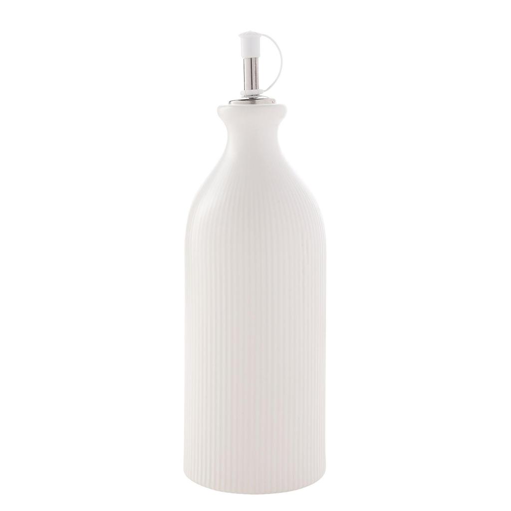 Hestia White Ribbed Set Of 2 Oil Bottles
