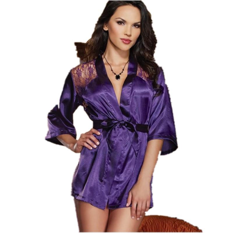 Robe de Noite Sexy com Renda de Rosa - Roupa Íntima Plus Size Europeia & Americana para Sauna