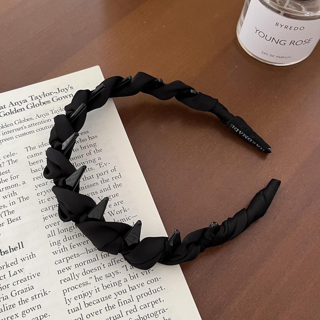 High-End Women's Bow Headband with Teeth - 2025 Face Washing & Hair Pressing Accessory