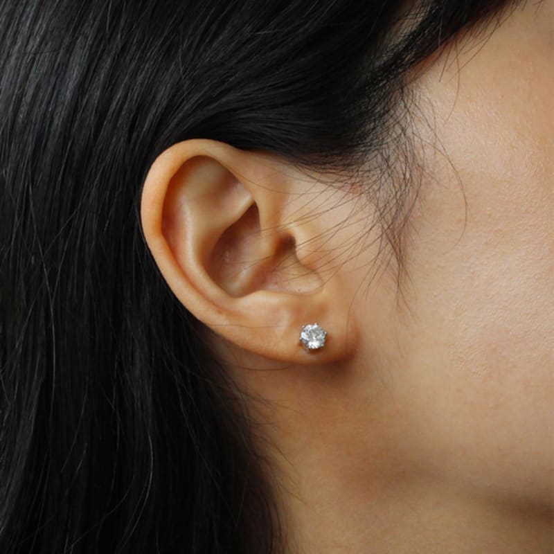 NORMALLEE [White Gold] Basic Cubic Earrings (XL)