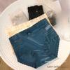 Women's Summer Sexy Lace Ice Silk Satin Tummy Lift Traceless Mid Waist Panties