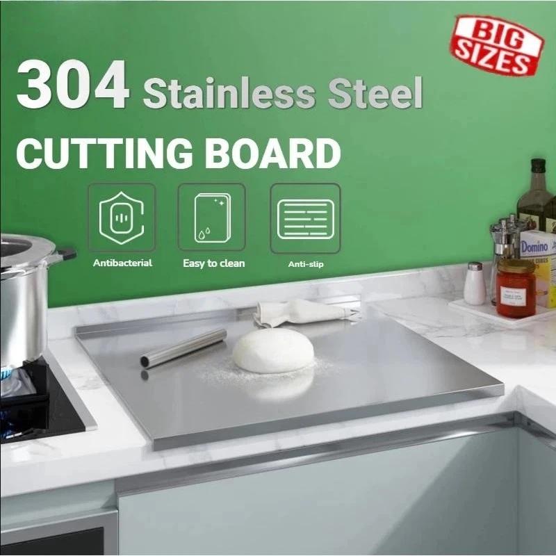201 Stainless Steel Large Cutting Board Food Safe Baking Mat Durable Pastry Board for Dough Kneading Home Kitchen Baking