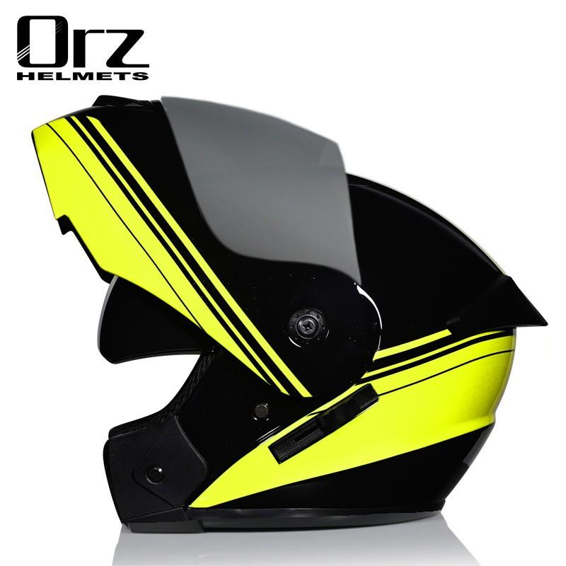 Dual Lens Flip-Up Full Face Motorcycle Helmet Men Women ABS Safety Gear Racing Street Riding