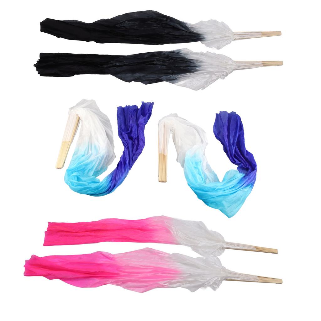 1 Pair Long Dance Fan Soft Beautiful Classical Dancing Fan for Belly Dance Performance Learning 1.5m