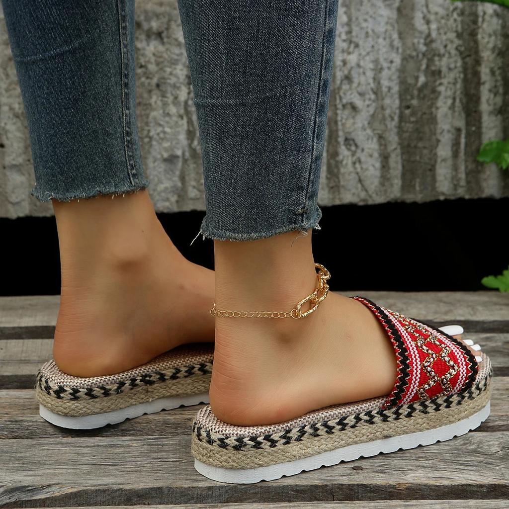 Women's Slippers Platform Summer Shoes for Women Beach Casual Heeled Sandals Bohemian Handmade Ladies Espadrilles
