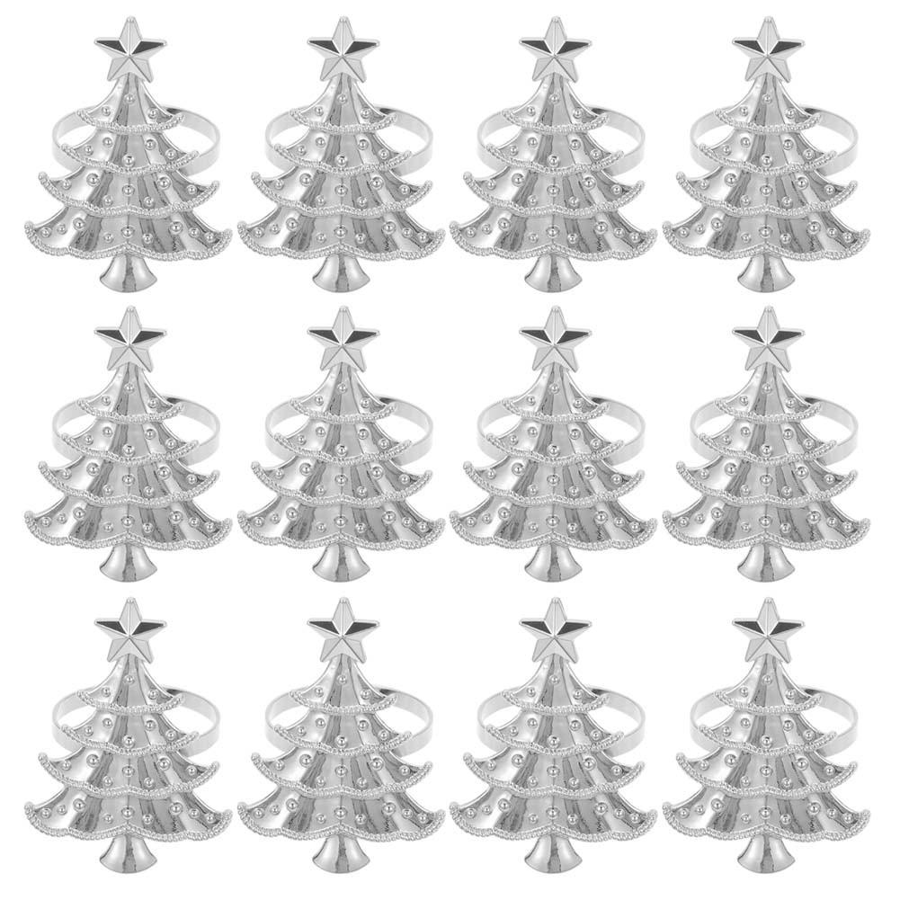 

Красивый дизайн Рождественские держатели для салфеток в виде елки Металлические кольца для салфеток White