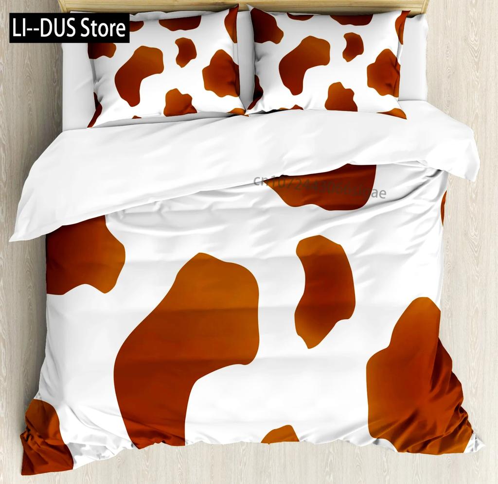 Comforter Cute Milk Cow Print Twin King Queen Microfiber Cartoon Cattle Bedding Set Farmhouse Animal Theme Comforter