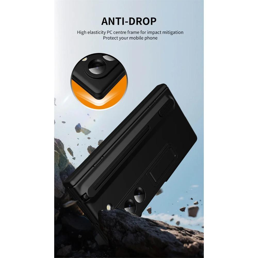 Original Hign Quality Hinge Case For Samsung Galaxy Z Fold 7 6 5 4 3 Touch Pen + Tempered Glass Film Protect Fold Kickstand Case