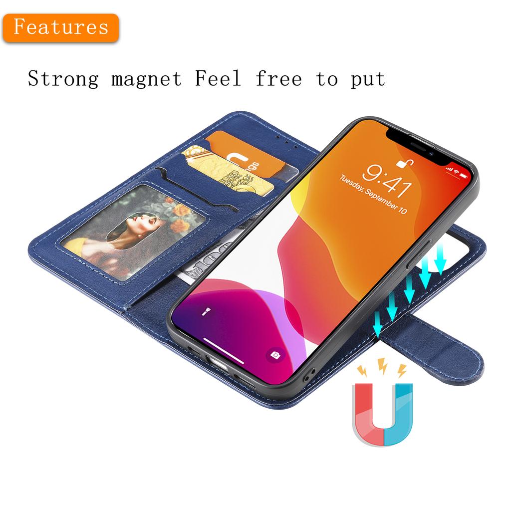 For iPhone 15 Case 2 in 1 Detachable Magnetic Leather Wallet Mobile Cover with Strap