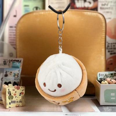 Blød Lille Bolle Nøglering Kawaii Puffy Xiaolongbao Nøglering Simulationsmad Tegneserie Plys Vedhæng Gave
