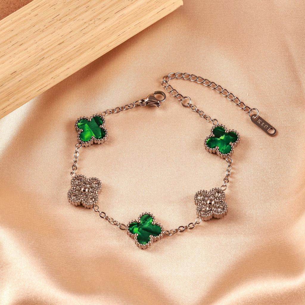 Four-leaf Clover Bracelet - Women's Luxury 18k Gold Plated Sparkling Bracelet