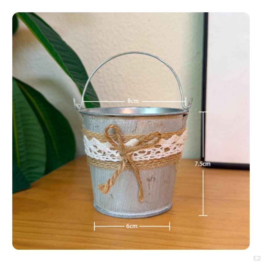 Galvanized Iron Decor Pot Handmade Rustic Tin Flower Distressed Finish Mini Watering Can Planter