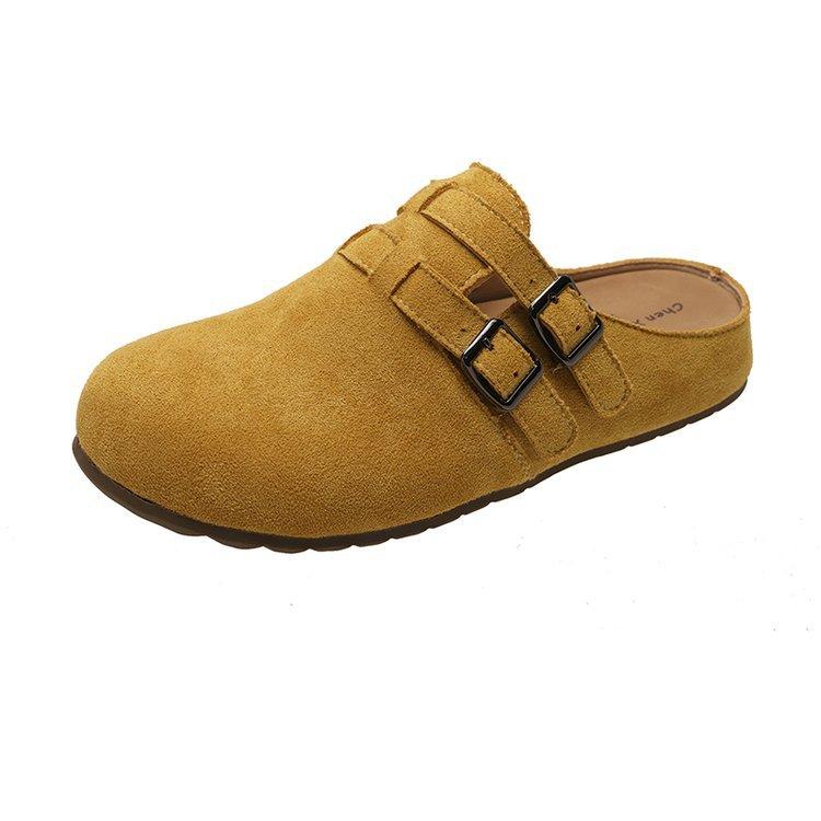 Mori women's style retro half slippers women's outer wear 2025 new fashion double buckle versatile lazy bag head Boken slippers