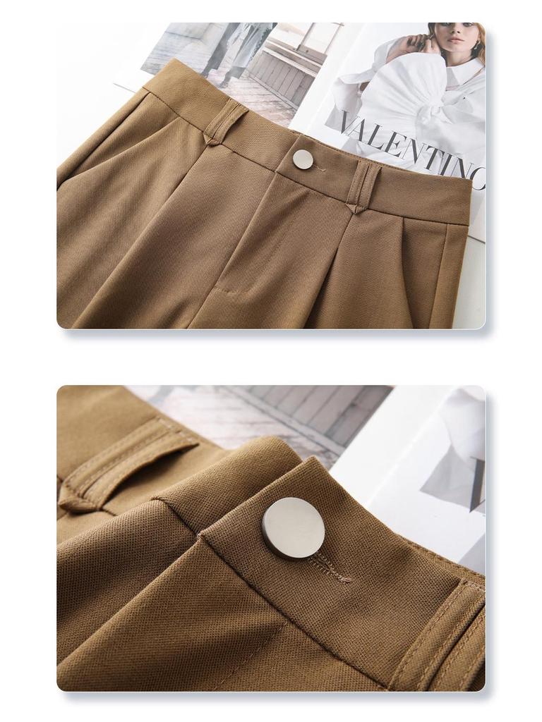 Women's High-Waist Khaki Slimming Shorts - Spring 2025 Collection