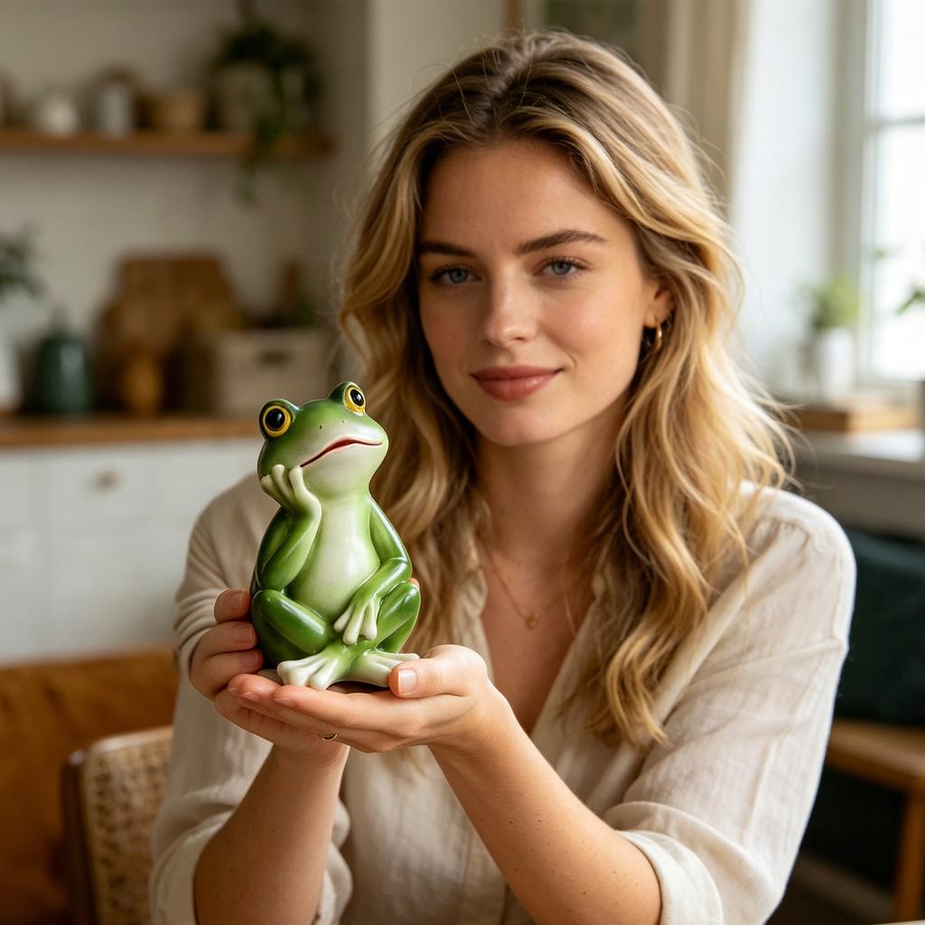 Garten-Froschstatue für den Außenbereich, sitzende Haltung, dekorative Rasenskulptur, Harzmaterial, langlebig, wetterfest für Terrassen- und Hofdekoration