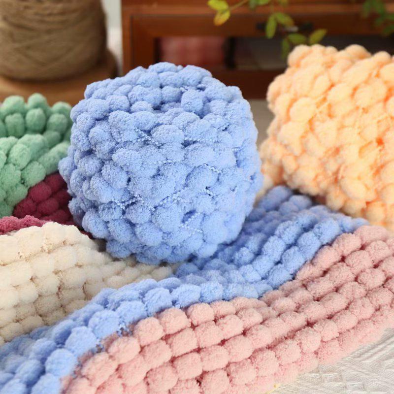 Velvet Ball Yarn Rainbow Pom Pom Yarn For Hand Knitting Blanket Carpet Cushion Scarf Line Colorful Yarn Woven Crochet Mat Thread