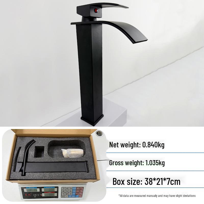 Heiß- und Kaltwasser-Wasserfallhahn mit Kupferkern für Waschbecken & Arbeitsplatte