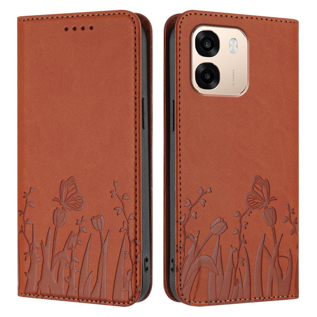 Applicable to iPhone 17 Pro Max Tulip Butterfly Strong Magnetic Mobile Phone Leather Case Apple 17E Flip Card