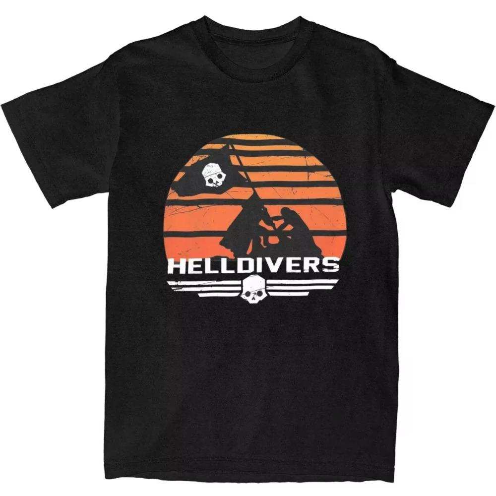 Men Women's Helldivers 2 Plant The Flag Shirt Apparel Video Game Cotton T-shirt Clothing Funny Tee Shirt All Seasons