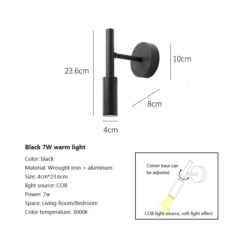 Modern Adjustable Rotaion Wall Light Minimalist Spotlight 7W LED Chandelier Reading Lights for Bedroom Hotel Night Book Lamp