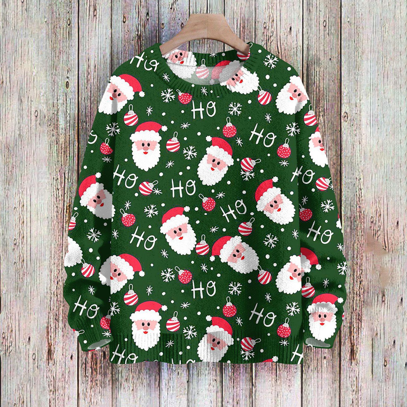 

Рождественские толстовки для женщин Вязаный свитер Милая рубашка Осенний свитер с круглым вырезом Топы S