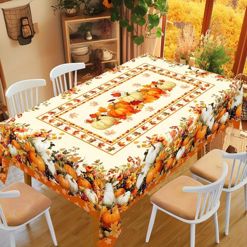 Autumn Harvest Rectangle Table Cloth for Table Decor Kitchen Dining Waterproof Reusable Tablecloth for Tables Holiday Party