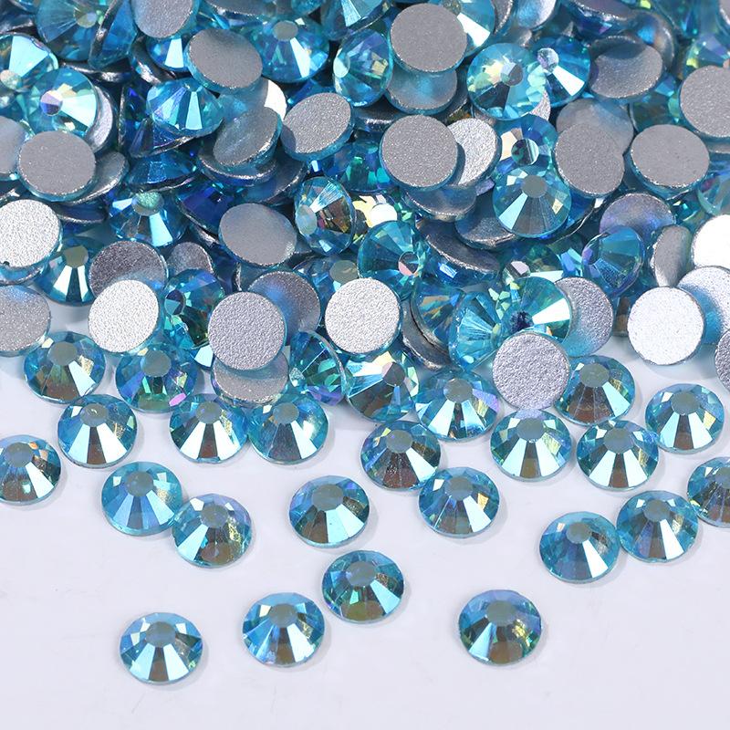 Color Ab Crystal Glass Flat Bottom Drill Round Nail Drill Diy Colorful Nail Jewelry