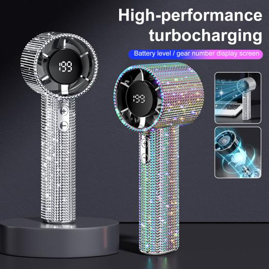 Přenosný vějíř s kamínky, LCD displej, 199 rychlostí, nastavitelný, dobíjecí přes USB, letní chladicí ventilátor, venkovní kempování, cestování, mini osobní ventilátor