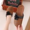 Linen Home Slippers Women Wooden Floor Slippers Couples Home Grass Mats Indoor Male Sandals Comfortable Non Slip House Shoes Bathroom