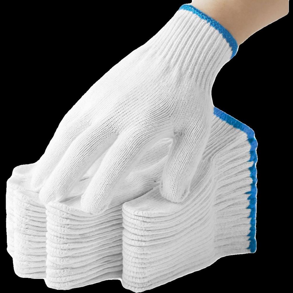 Durable White Cotton Yarn Work Gloves - Non-Slip, Thickened, Wear-Resistant for Labor Protection at Construction Sites