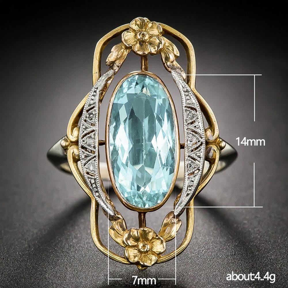 New jewelry, retro court style hollow flower ring, fashionable zircon ring accessories