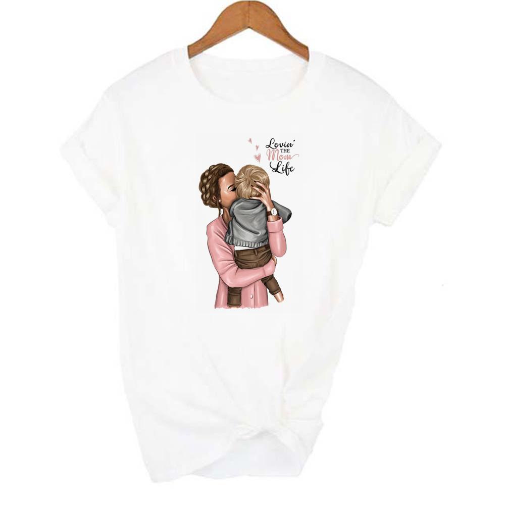 Super Mama Mom Of Girls Mommys Girl T Shirt Women Mothers Love Mom Life White Pink