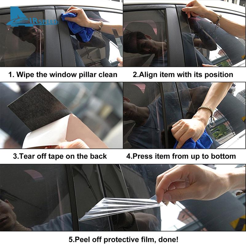 Glossy Black B Pillars Trim Sticker For Fiat 500 Abarth 595 2012-2016 2017 2018      Protect Accessories