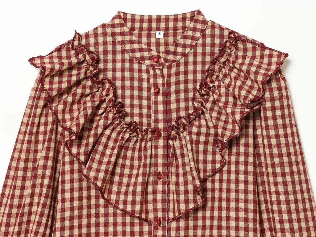 Women's Fashion Versatile Small Plaid Layered Shirt Top