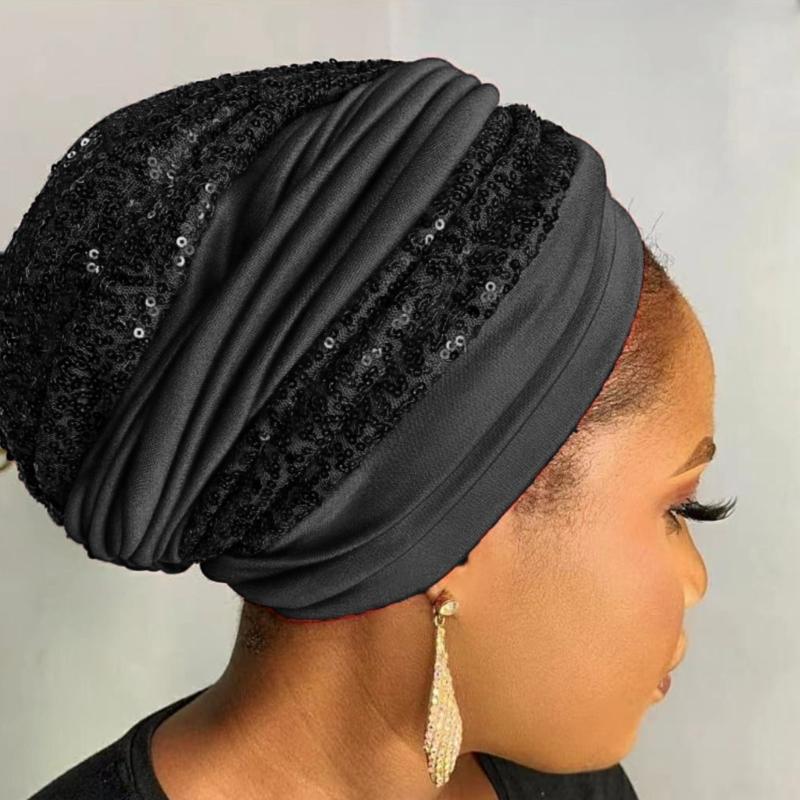 Sparkling Sequins Decorations Beanies Cap With Ethnic Coil Embroidery Hat For Festival Occasion And Cultural Event