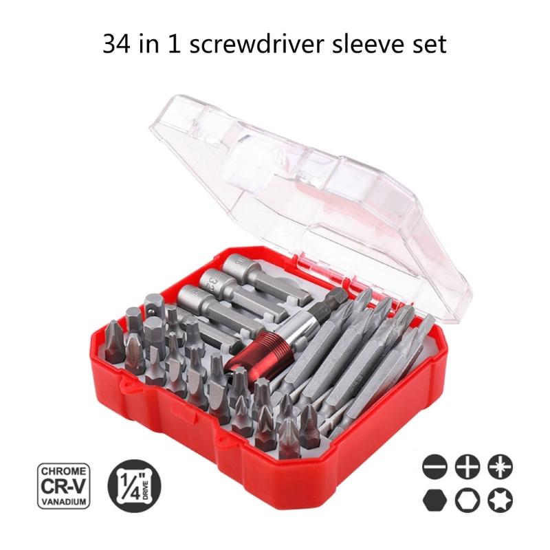 Durable 34pcs Security Bit Set Comprehensive Hex Star Screwdriver Set Essential Bit Durable for All Your Repair Needs