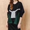 Woven Color Block Shirred Knit Blouse Zd05qt002on