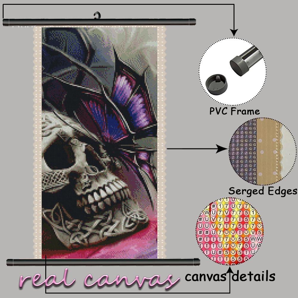 Pintura de diamante 5D DIY con marco, Kits de bordado de punto de cruz de  calavera y mariposa, juegos de costura, mosaico de paisaje de terror,  regalo hecho a mano comprar a, image size:1000x1000