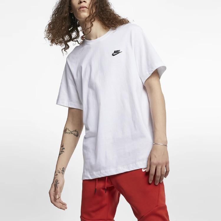 Nike Letter Logo Small Swoosh Casual Short-Sleeve T-Shirt for Men in White