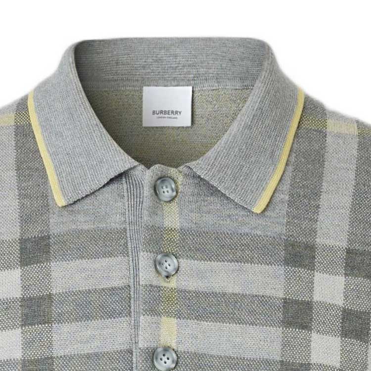 Burberry Wool Silk Check Polo Shirt 80496251