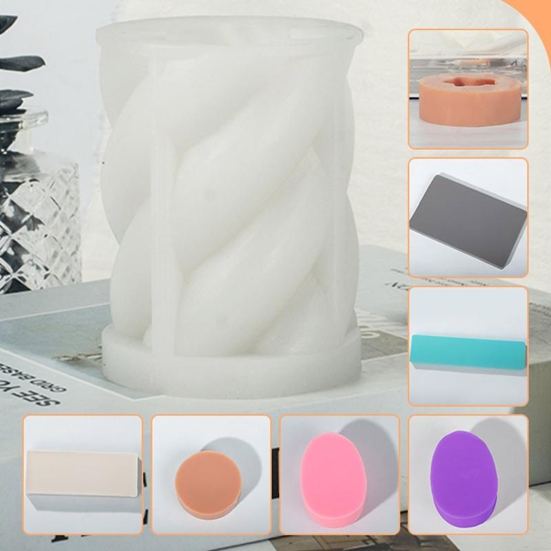 Candle Mold  3-D Silicone Candle Mold Cylinder Molds Epoxy Mould for Candle Making DIY Aromatherapy Candles Wax Handmade