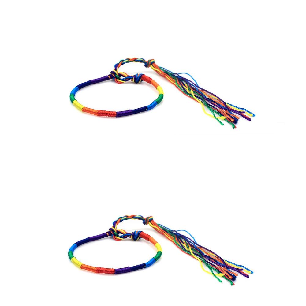 2 Pieces Multi Rope Bracelet Adjustable Handmade Knots Rainbow Thread Bracelets & Bangles For Women Men Lovers Jewelry