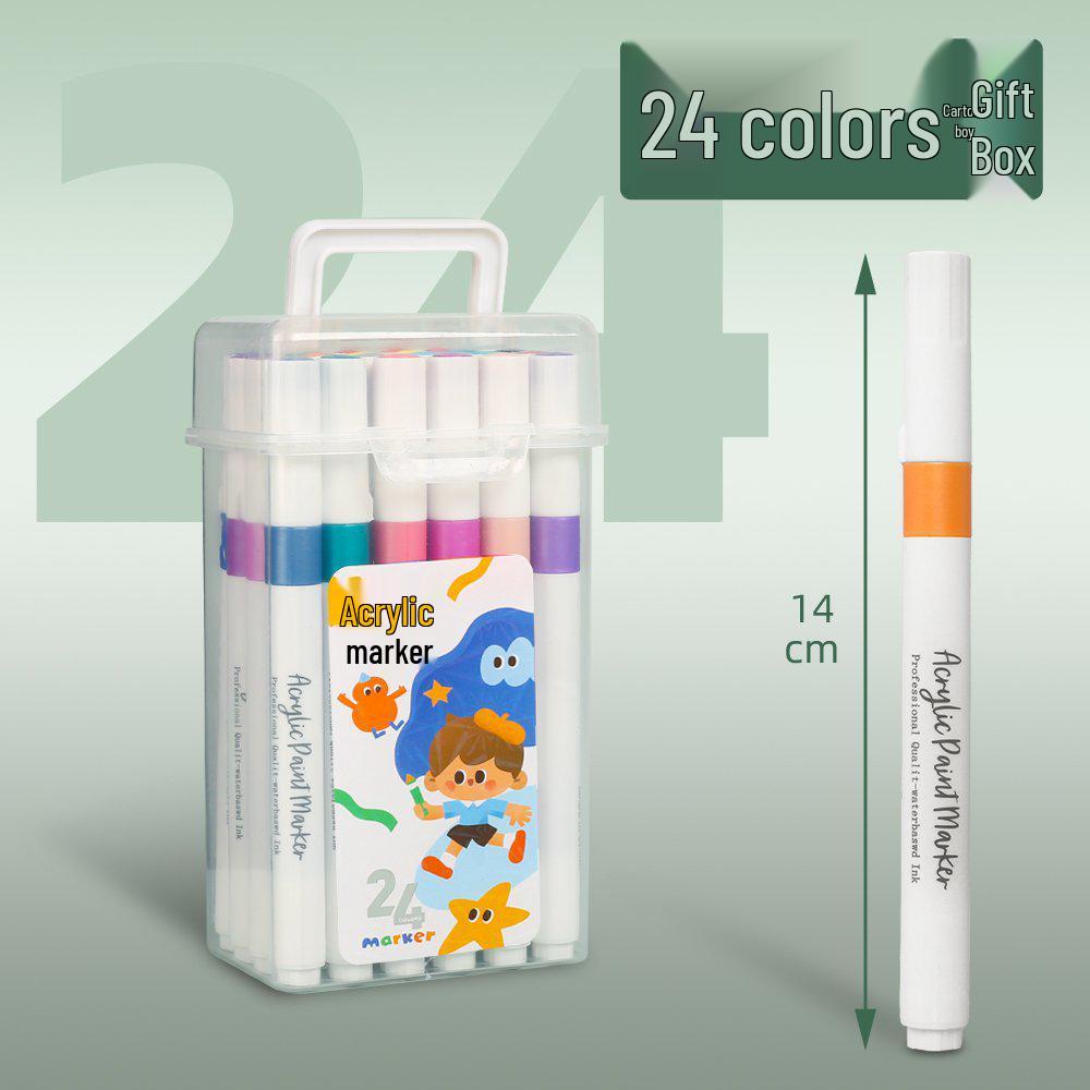 Waterproof Acrylic Markers in Gift Box - Opaque, Water-based, Easy-to-Use, Portable for Students and Children