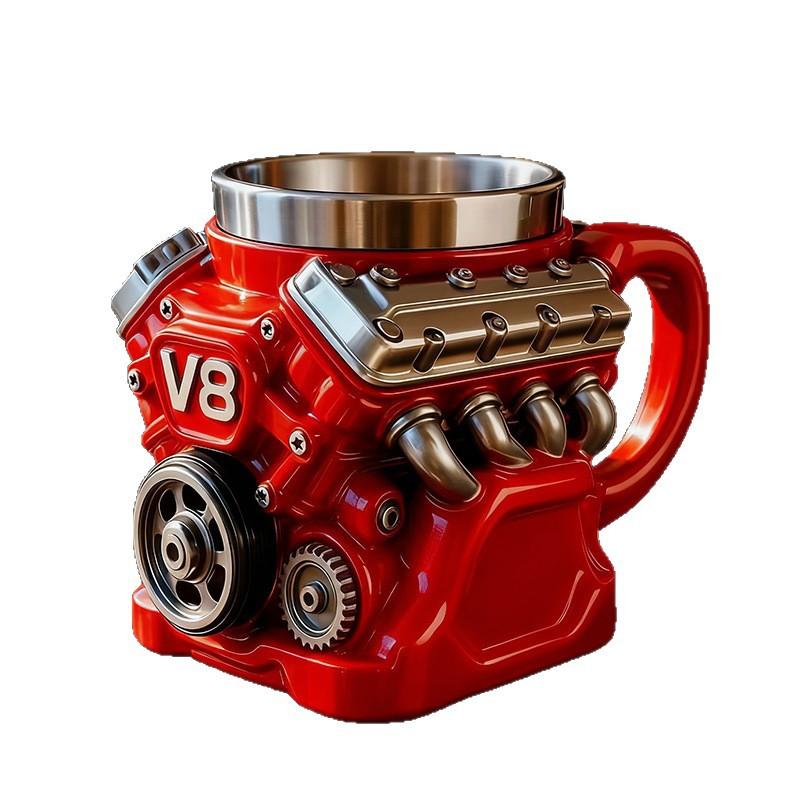 V8 Motor Harzbecher mit Inneneinsatz, Hochwertiges Mechanisches Dekohandwerk